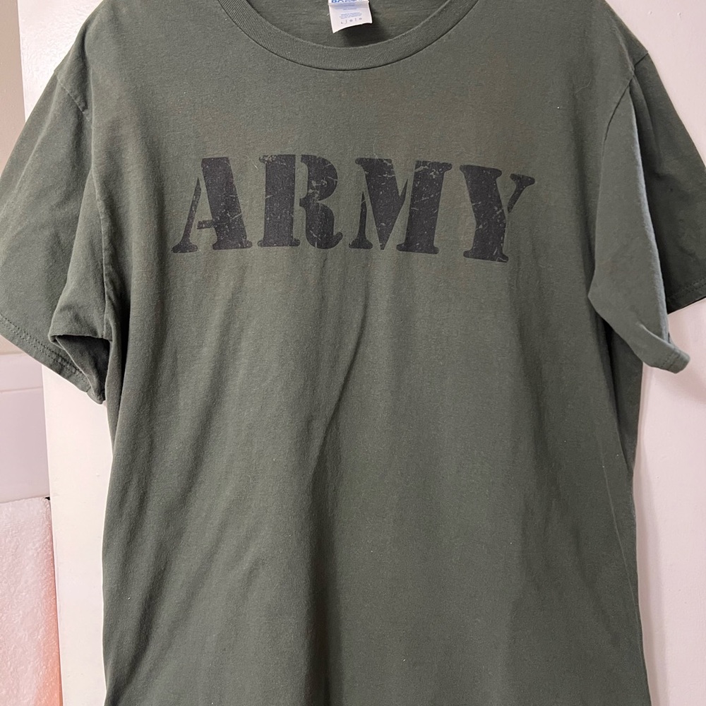 Army Military Green T-Shirt Large | Distressed Print | Streetwear